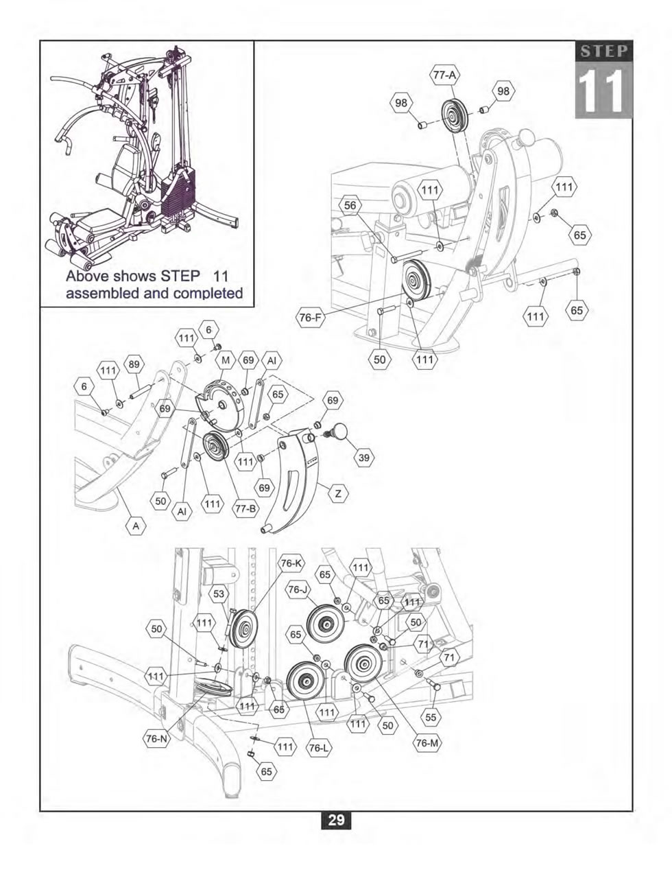 Body-Solid F600 綜合訓練器安裝步驟及穿線圖
