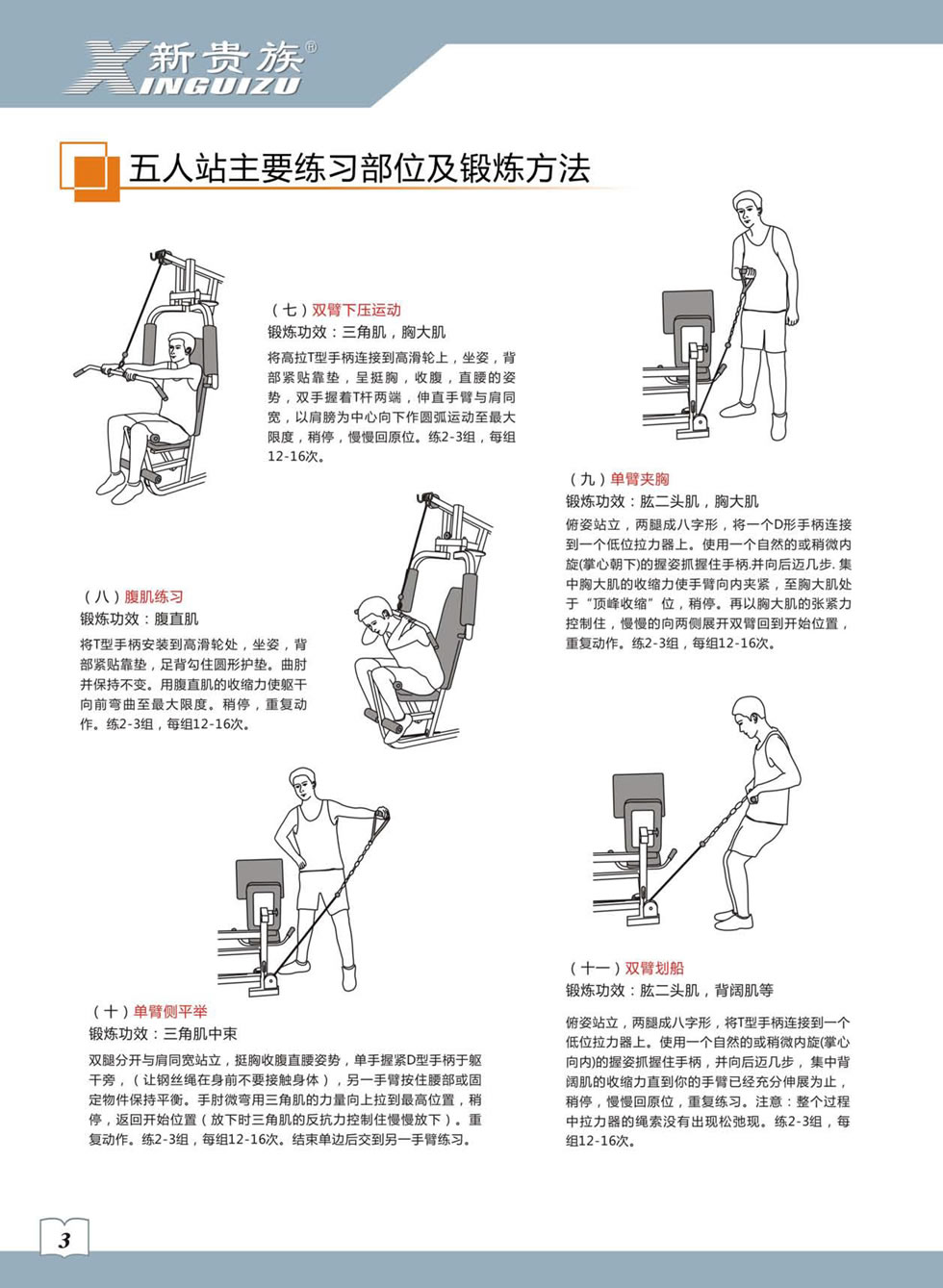 新貴族 XG-7205B 綜合訓(xùn)練器安裝步驟及使用說明